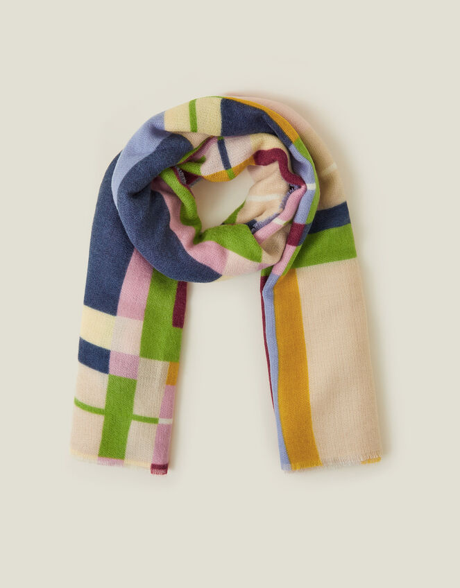Colourful Check Print Blanket Scarf, , large