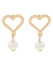 Heart and Pearl Drop Earrings, , large