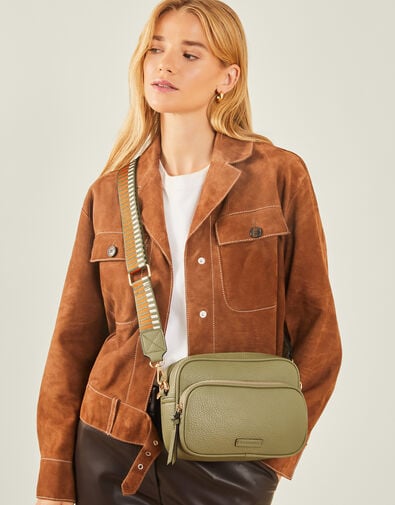 Dina Double Zip Crossbody Bag, Green (KHAKI), large