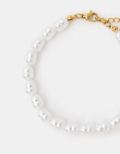 Stainless Steel Faux Pearl Bracelet, , large