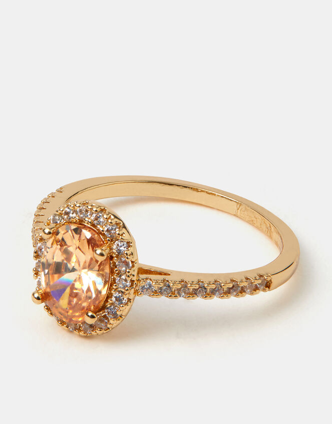 Cubic Zirconia Solitaire Ring, Natural (CHAMPAGNE), large