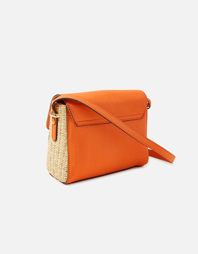 Vanessa Raffia Cross-Body Bag, Orange (ORANGE), large