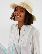 Woven Fedora Hat, , large