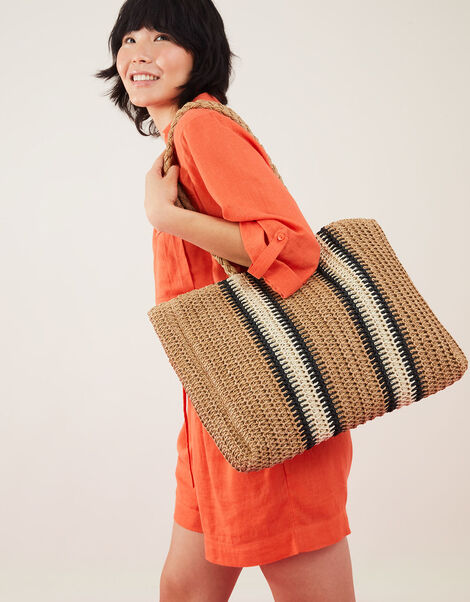 Double Stripe Beach Shopper Bag, , large