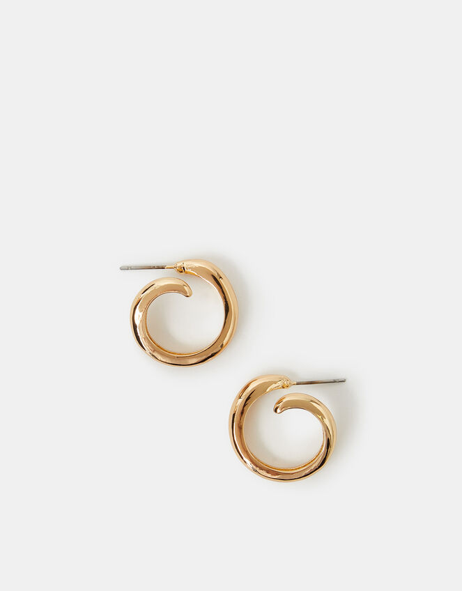 Swirl Hoop Earrings, Gold (GOLD), large