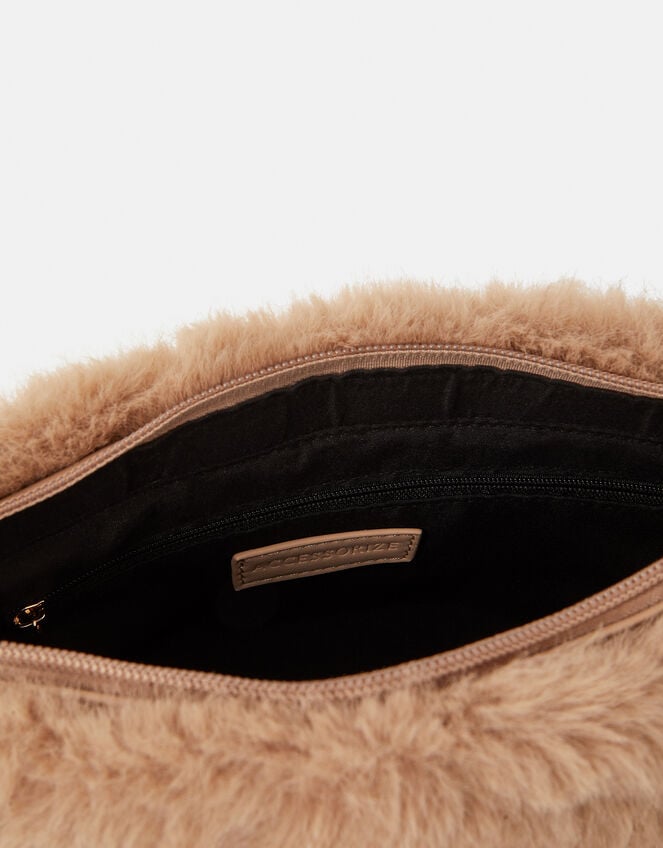 Faux Fur Chain Strap Shoulder Bag, , large