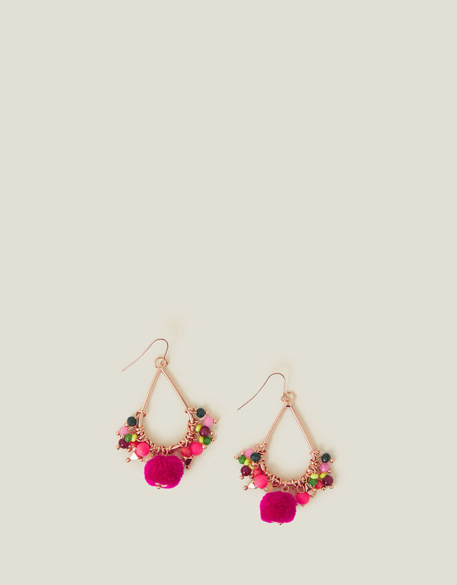Teardrop Pom-Pom Earrings, , large
