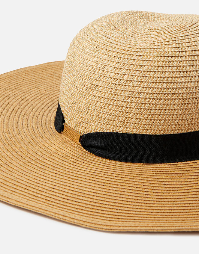 Two-Tone Straw Floppy Hat, , large