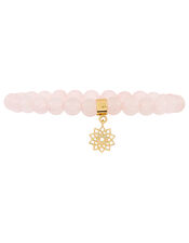 Rose Quartz Bead Bracelet with Crown Chakra Charm, , large