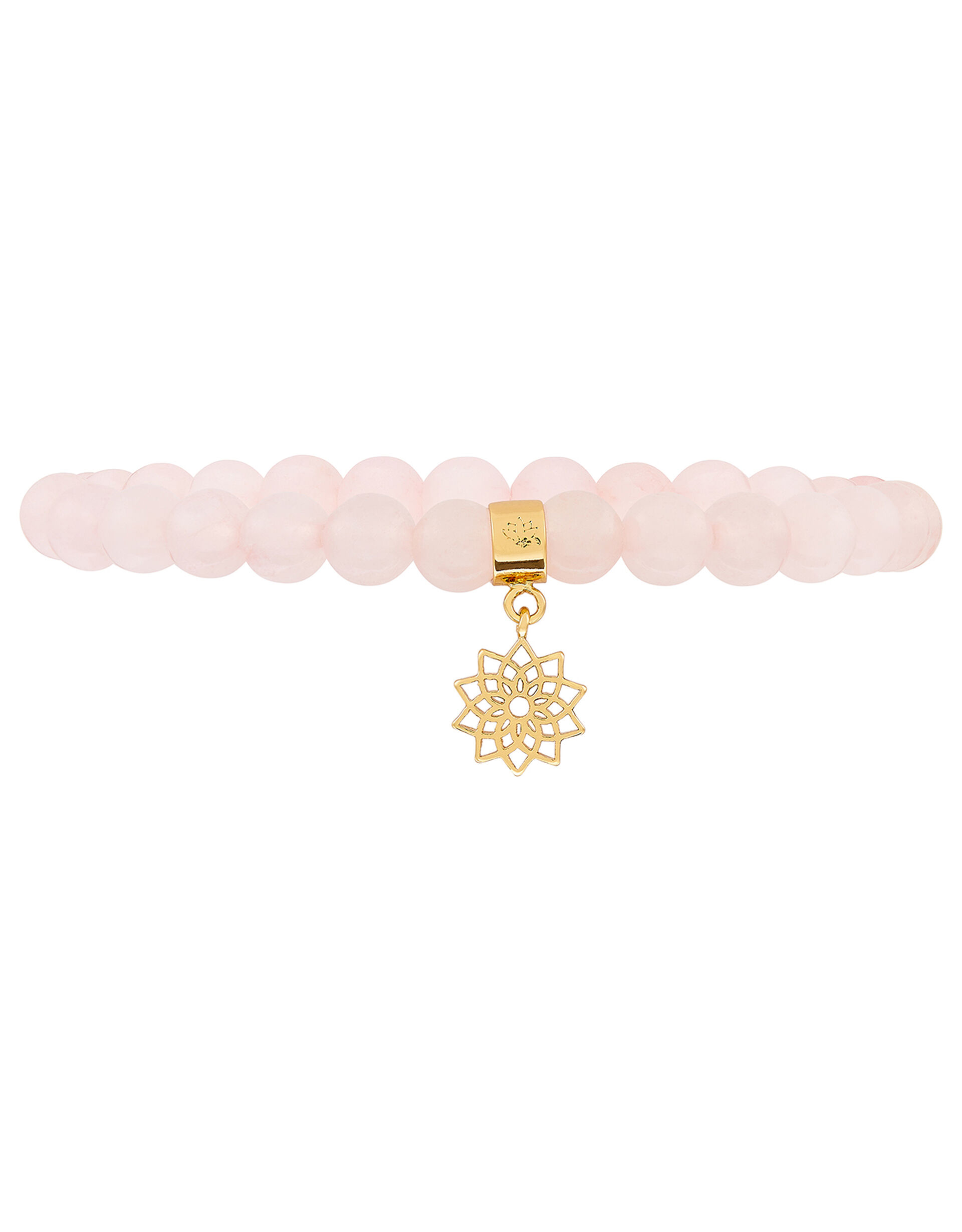 Rose Quartz Bead Bracelet with Crown Chakra Charm, , large