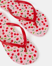 Cherry Print Flip Flops, Pink (PINK), large