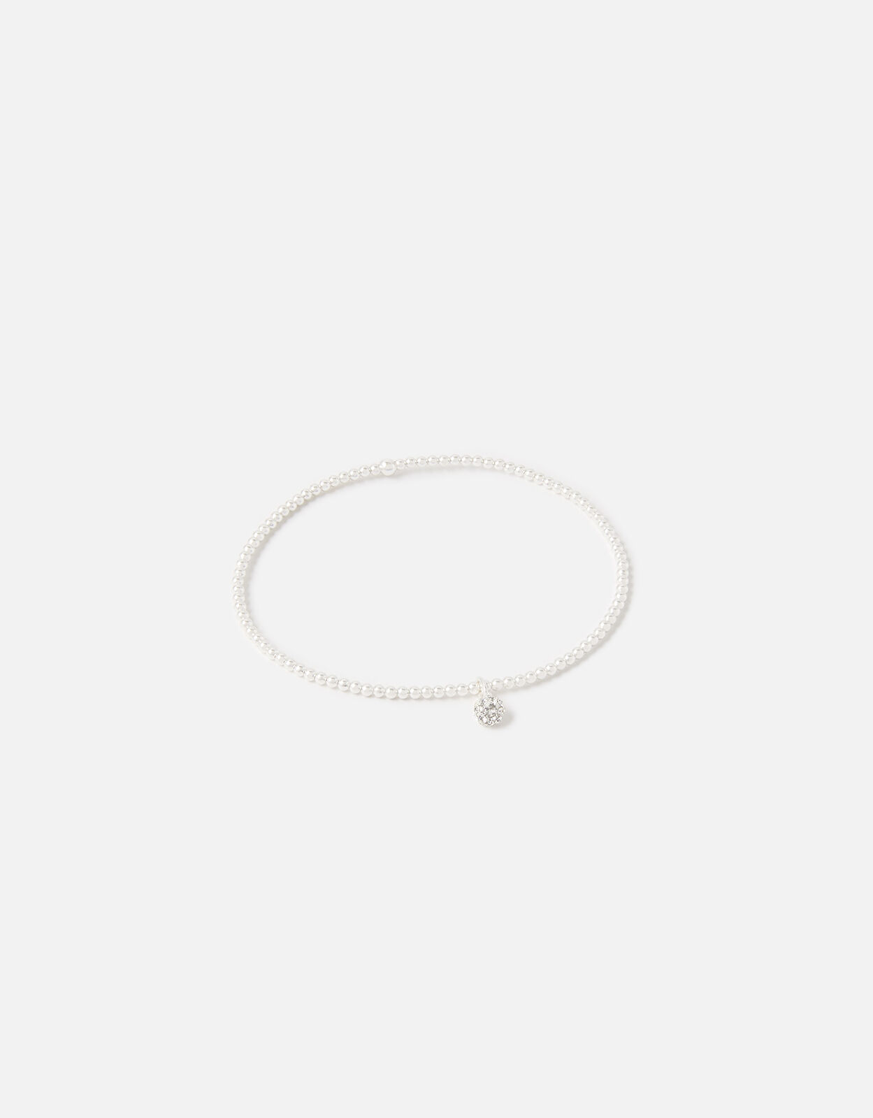 Sterling Silver Pave Ball Stretch Bracelet