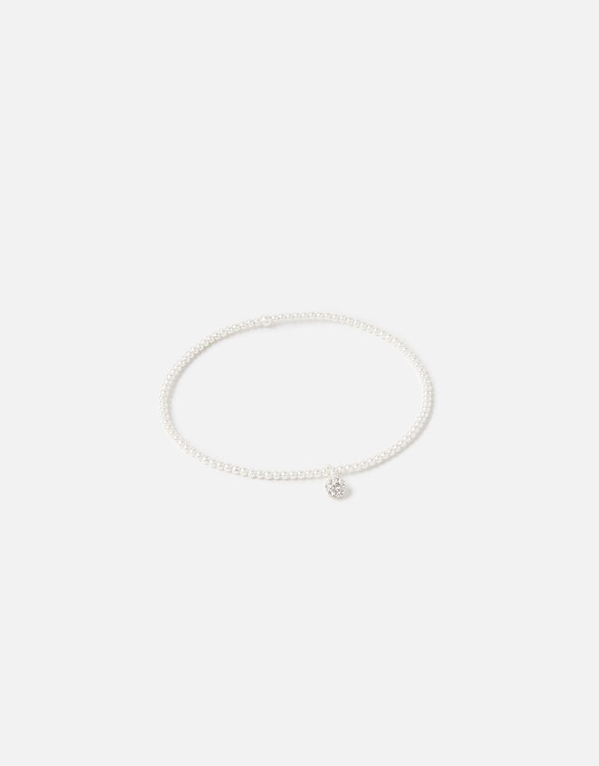 Sterling Silver Pave Ball Stretch Bracelet, , large
