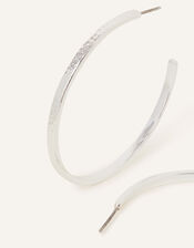 Sterling Silver-Plated Textured Hoops, , large