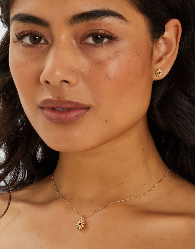 Daisy Stud Earrings and Necklace Set, , large