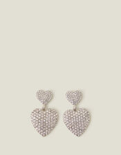 Pave Double Heart Earrings, , large