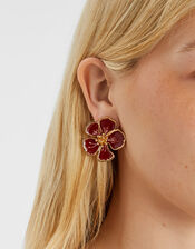 Statement Flower Stud Earrings, , large