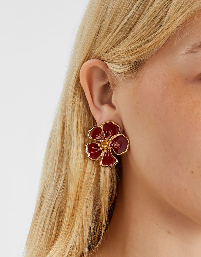 Statement Flower Stud Earrings, , large