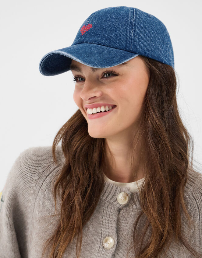 Heart Denim Baseball Cap, , large