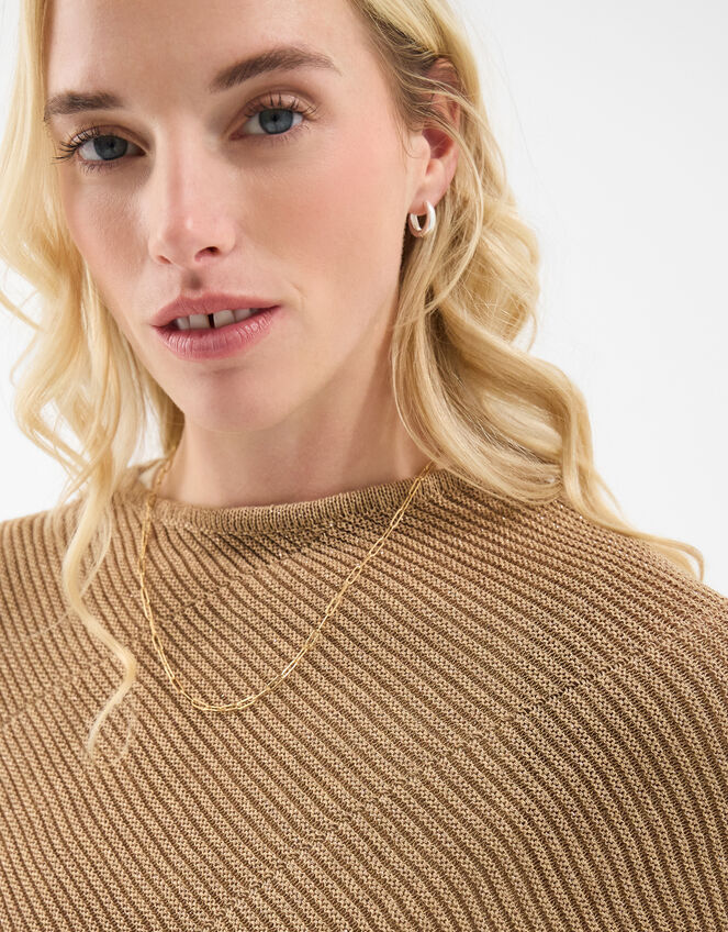 Sparkle Knit Poncho, Gold (GOLD), large