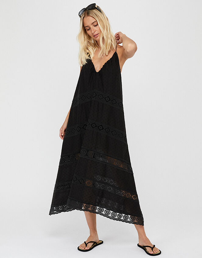 Lace Maxi Dress, Black (BLACK), large