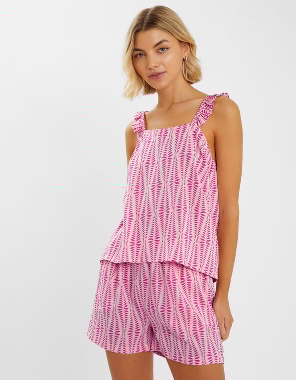 Ikat Frill Short Pyjamas Set, Pink (PINK), large