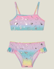 Girls Ombre Foil Print Bikini Set, Multi (BRIGHTS MULTI), large