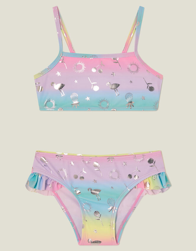 Girls Ombre Foil Print Bikini Set, Multi (BRIGHTS MULTI), large