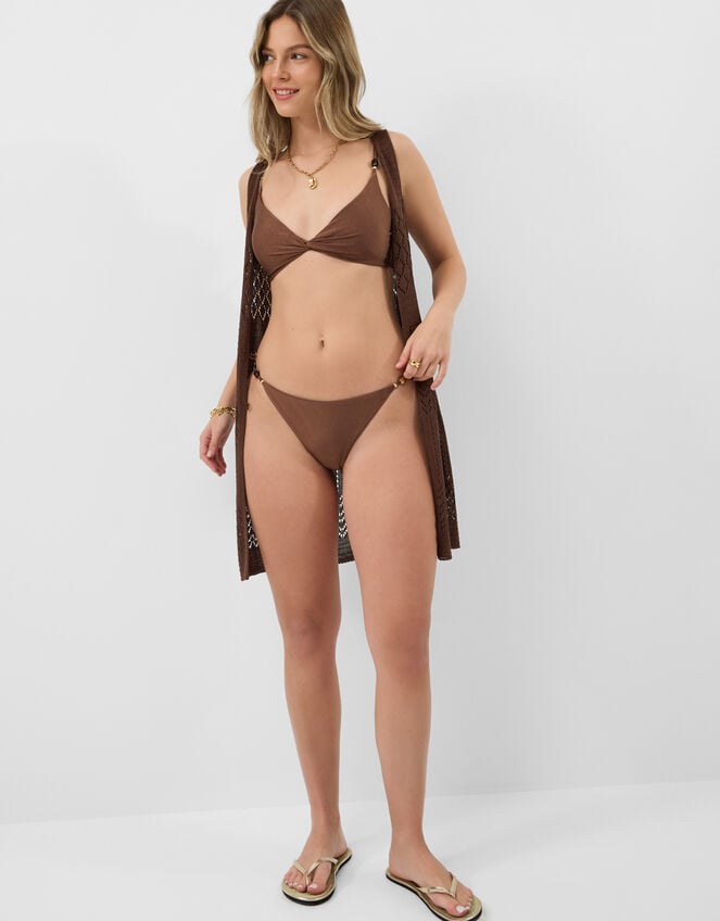 Beaded Strap Bikini Bottoms, Brown (BROWN), large