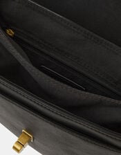 Padlock Satchel Crossbody Bag, Black (BLACK), large