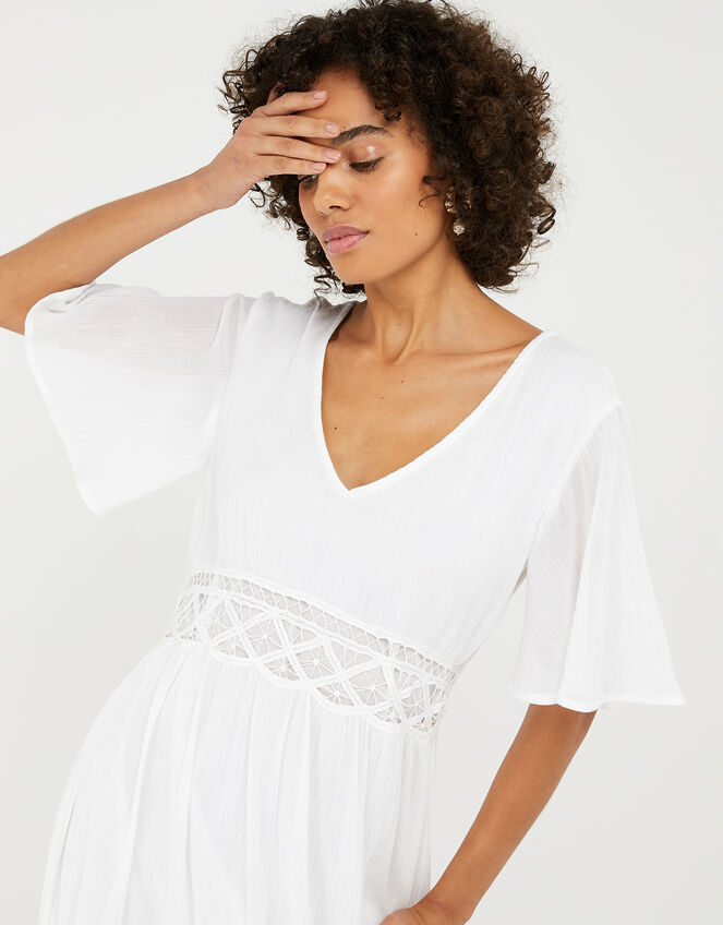 Lace-Insert Maxi Dress, White (WHITE), large