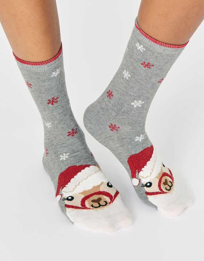 Fa-La-La Llama Face Socks, , large