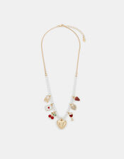 Pearl Beaded Charm Necklace, , large