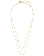 Gold-Plated Double Chain Initial Necklace - G, , large