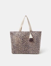 Leopard Print Beach Tote Bag, , large