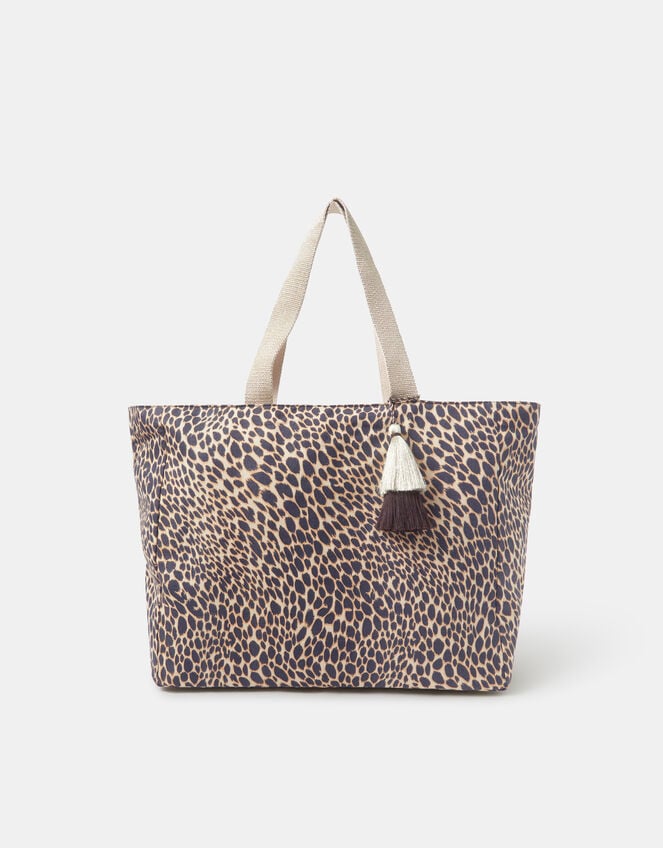 Leopard Print Beach Tote Bag, , large