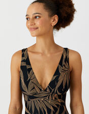Lexi Palm Print Shaping Swimsuit, Black (BLACK WHITE), large