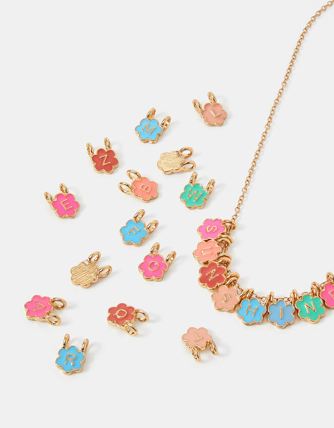 Girls Flower Make Your Own Letter Necklace, Multi (BRIGHTS MULTI), large