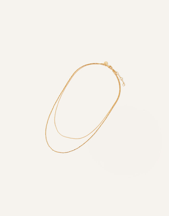 14ct Gold-Plated Sparkle Chain Layered Necklace, , large