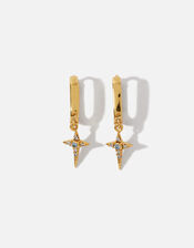 14ct Gold-Plated Star Cross Charm Earrings, , large