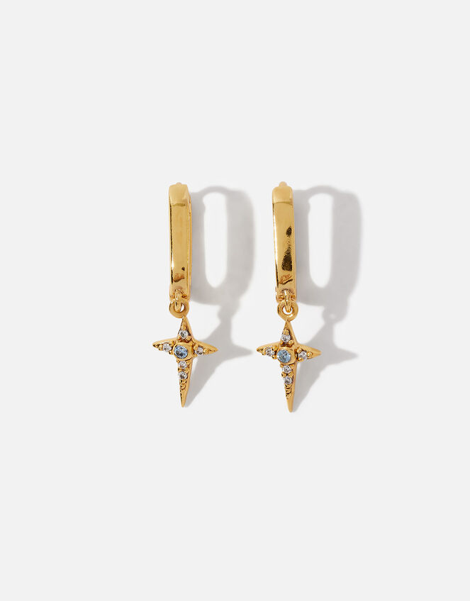 14ct Gold-Plated Star Cross Charm Earrings, , large