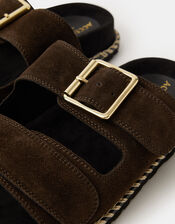 Double Strap Suede Sandals, Brown (CHOCOLATE), large