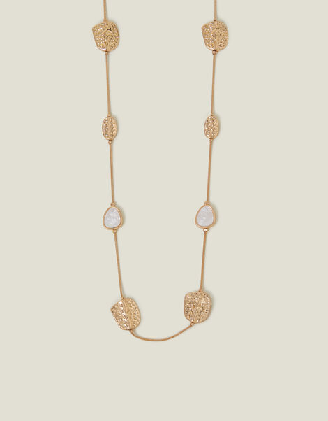 Long Textured Pendant Station Necklace, , large