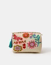 Floral Print Quilted Make Up Bag, , large