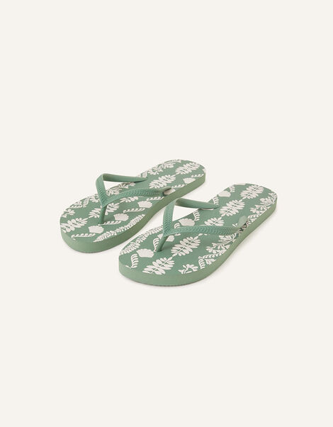 Sundown Ornamental Print Flip Flops, Green (GREEN), large