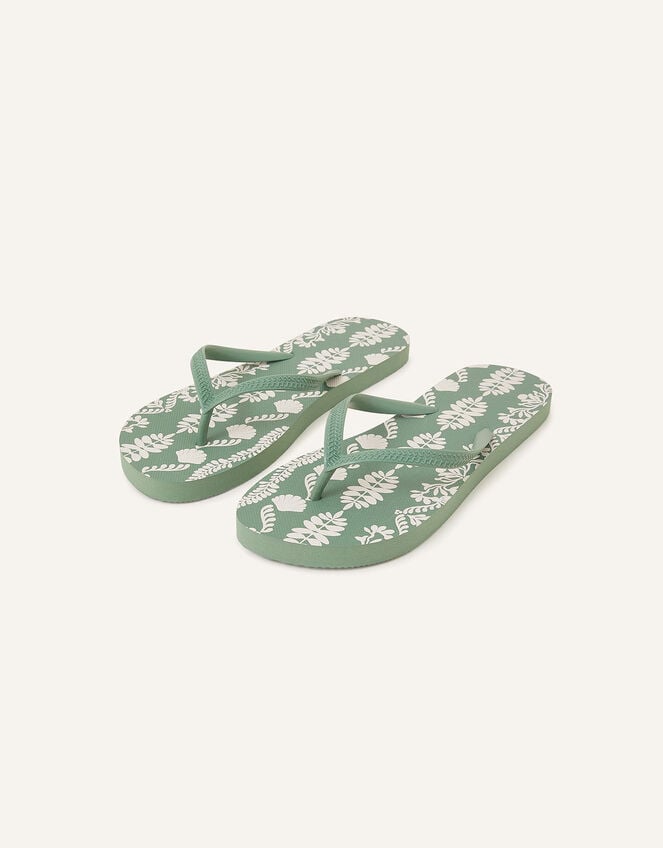 Sundown Ornamental Print Flip Flops, Green (GREEN), large