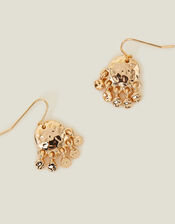 Small Hammered Disc Chandelier Earrings Gold, , large
