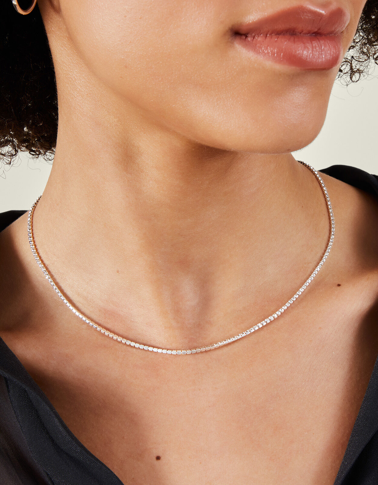 Sterling Silver Plated Tennis Necklace Sterling Silver Accessorize Global