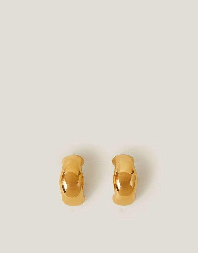 14ct Gold-Plated Stainless Steel Molten Hoop Earrings, , large