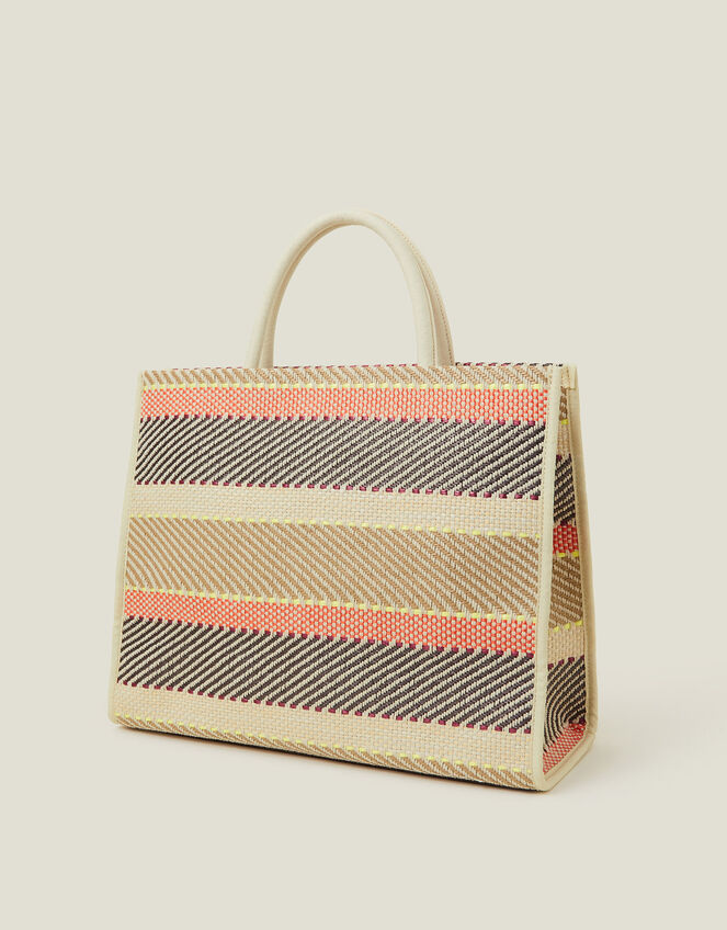Woven Stripe Tote Bag, , large